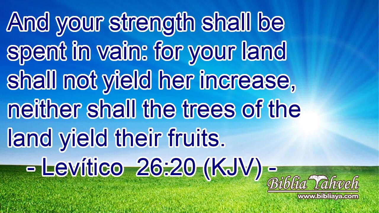 And your strength shall be spent in vain: for your land shall not yield her increase, neither shall the trees of the land yield their fruits.