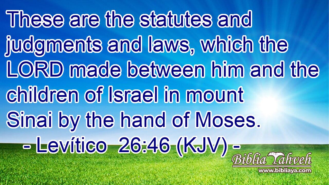 These are the statutes and judgments and laws, which the LORD made between him and the children of Israel in mount Sinai by the hand of Moses.