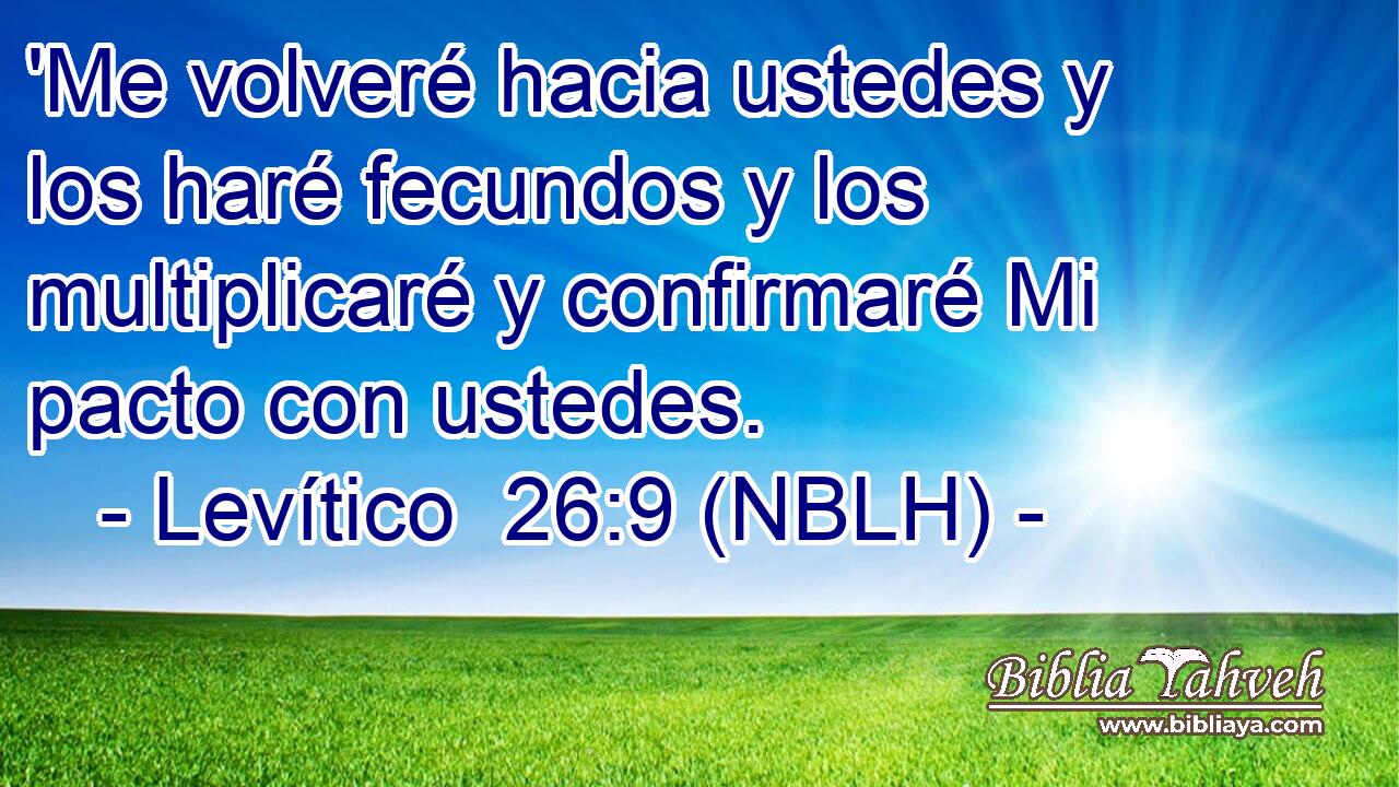  'Me volveré hacia ustedes y los haré fecundos y los multiplicaré y confirmaré Mi pacto con ustedes. 