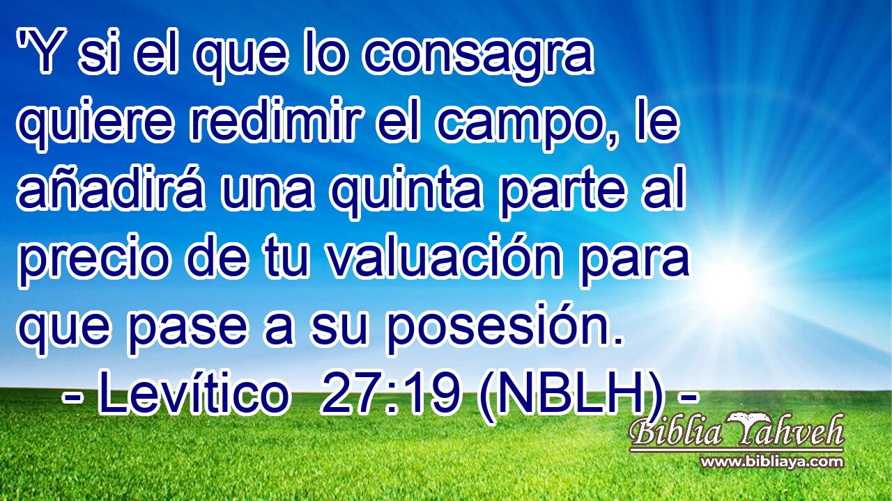 'Y si el que lo consagra quiere redimir el campo, le añadirá una quinta parte al precio de tu valuación para que pase a su posesión. 