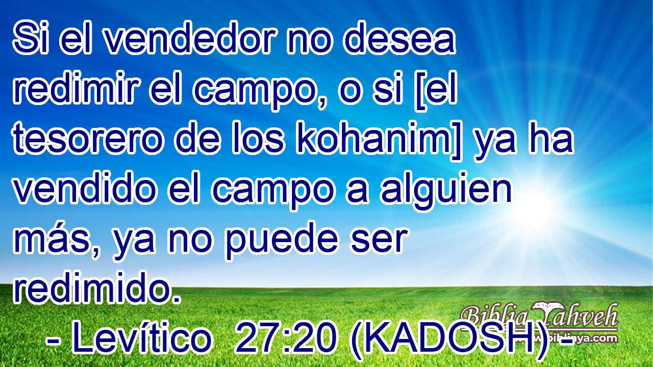  Si el vendedor no desea redimir el campo, o si [el tesorero de los kohanim] ya ha vendido el campo a alguien más, ya no puede ser redimido. 