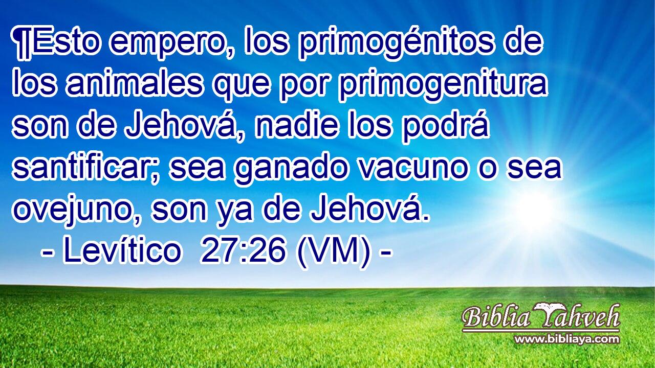  ¶Esto empero, los primogénitos de los animales que por primogenitura son de Jehová, nadie los podrá santificar; sea ganado vacuno o sea ovejuno, son ya de Jehová. 