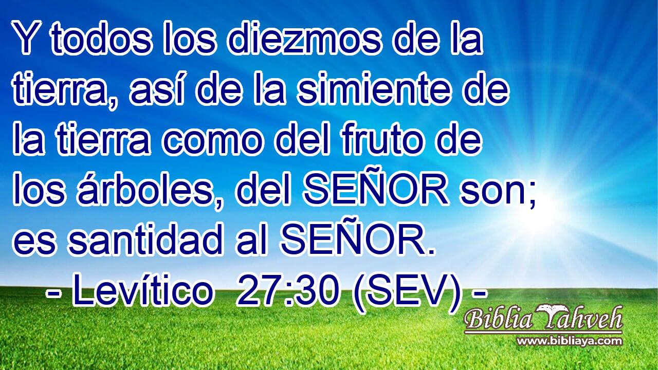 Y todos los diezmos de la tierra, así de la simiente de la tierra como del fruto de los árboles, del SEÑOR son; es santidad al SEÑOR.
