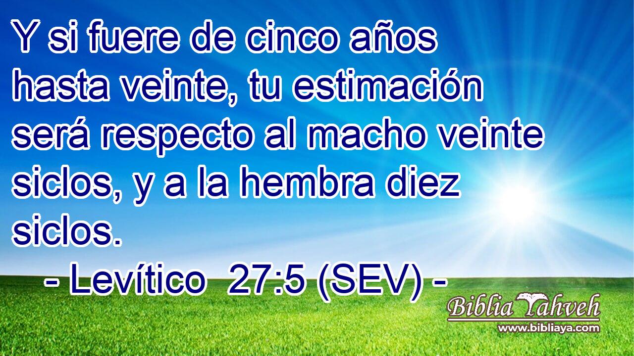Y si fuere de cinco años hasta veinte, tu estimación será respecto al macho veinte siclos, y a la hembra diez siclos.