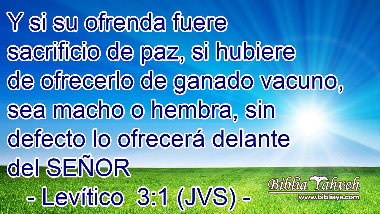 Y si su ofrenda fuere sacrificio de paz, si hubiere de ofrecerlo de ganado vacuno, sea macho o hembra, sin defecto lo ofrecerá delante del SEÑOR