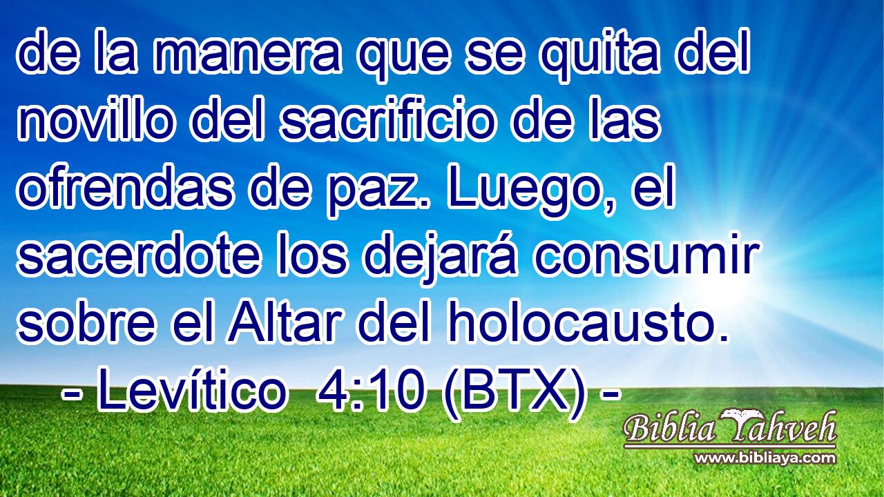 de la manera que se quita del novillo del sacrificio de las ofrendas de paz. Luego, el sacerdote los dejará consumir sobre el Altar del holocausto.