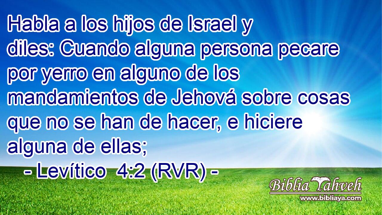 Habla a los hijos de Israel y diles: Cuando alguna persona pecare por yerro en alguno de los mandamientos de Jehová sobre cosas que no se han de hacer, e hiciere alguna de ellas;