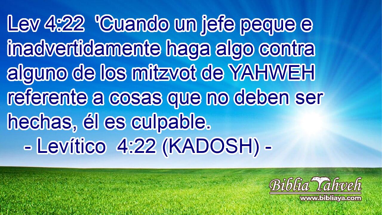 'Cuando un jefe peque e inadvertidamente haga algo contra alguno de los mitzvot de YAHWEH referente a cosas que no deben ser hechas, él es culpable. 