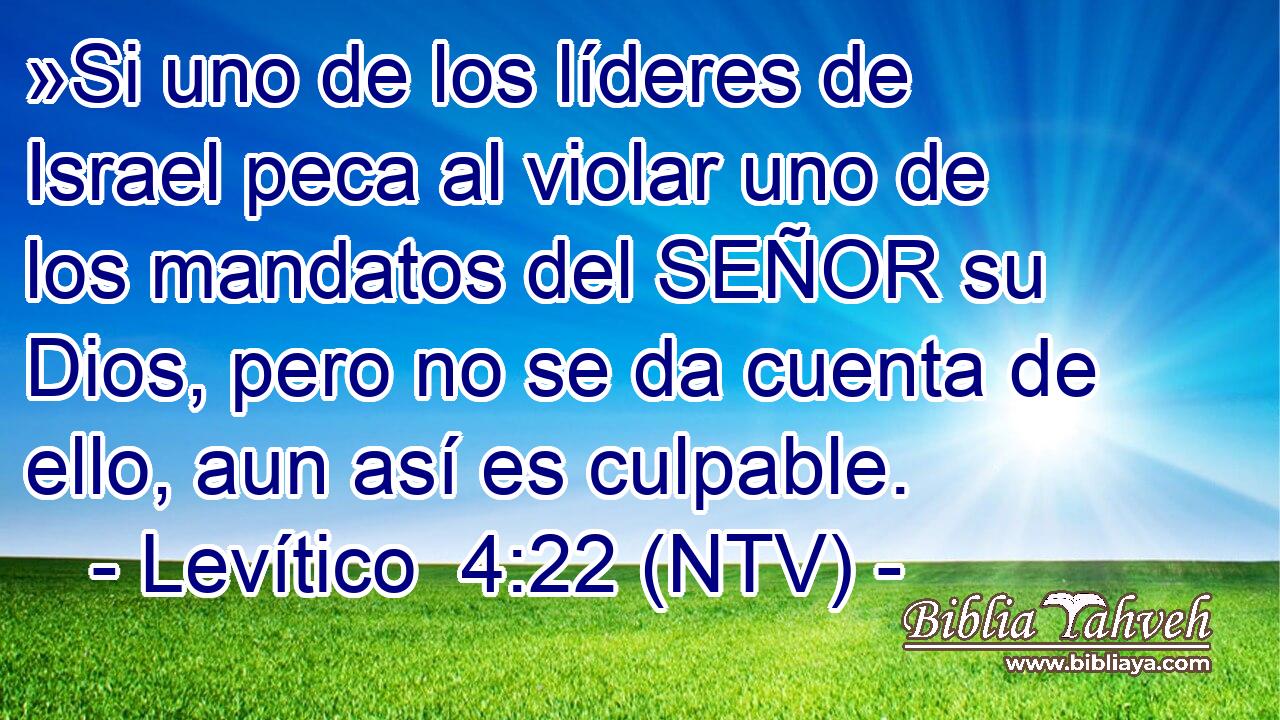 »Si uno de los líderes de Israel peca al violar uno de los mandatos del SEÑOR su Dios, pero no se da cuenta de ello, aun así es culpable.