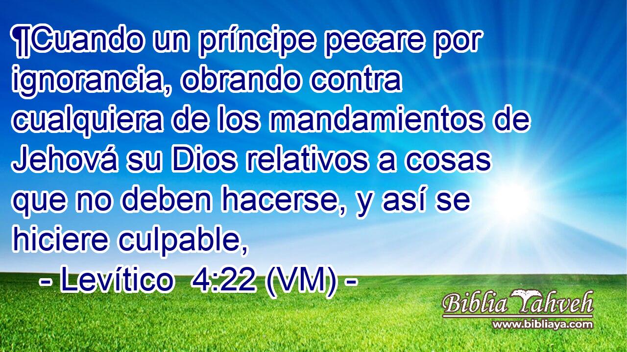  ¶Cuando un príncipe pecare por ignorancia, obrando contra cualquiera de los mandamientos de Jehová su Dios relativos a cosas que no deben hacerse, y así se hiciere culpable, 