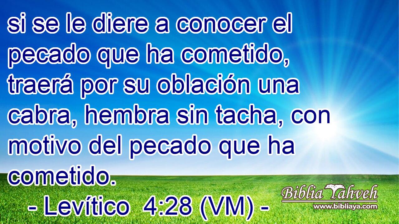  si se le diere a conocer el pecado que ha cometido, traerá por su oblación una cabra, hembra sin tacha, con motivo del pecado que ha cometido. 