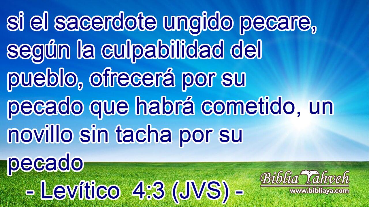 si el sacerdote ungido pecare, según la culpabilidad del pueblo, ofrecerá por su pecado que habrá cometido, un novillo sin tacha por su pecado