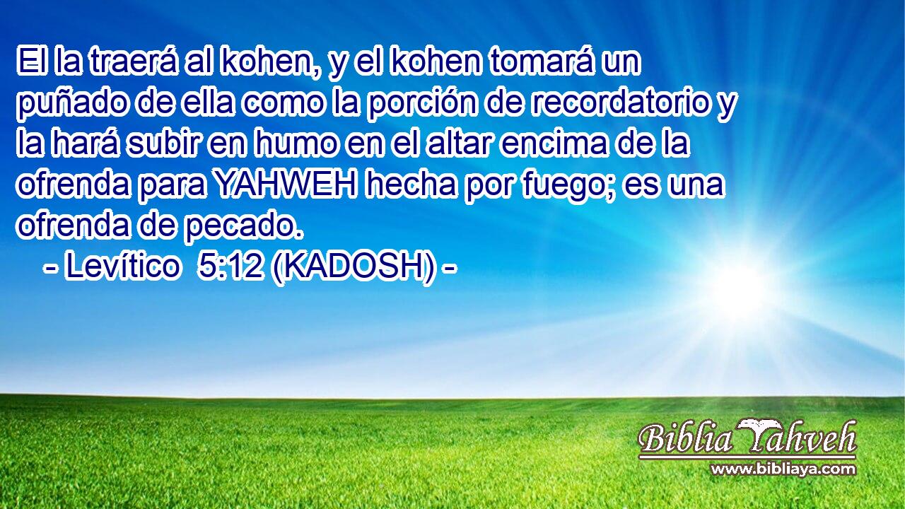  El la traerá al kohen, y el kohen tomará un puñado de ella como la porción de recordatorio y la hará subir en humo en el altar encima de la ofrenda para YAHWEH hecha por fuego; es una ofrenda de pecado. 