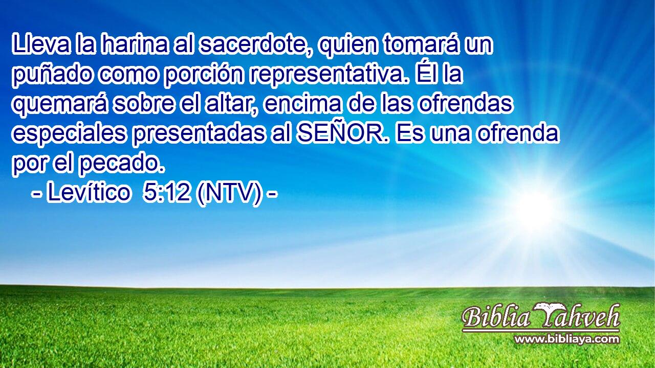 Lleva la harina al sacerdote, quien tomará un puñado como porción representativa. Él la quemará sobre el altar, encima de las ofrendas especiales presentadas al SEÑOR. Es una ofrenda por el pecado.
