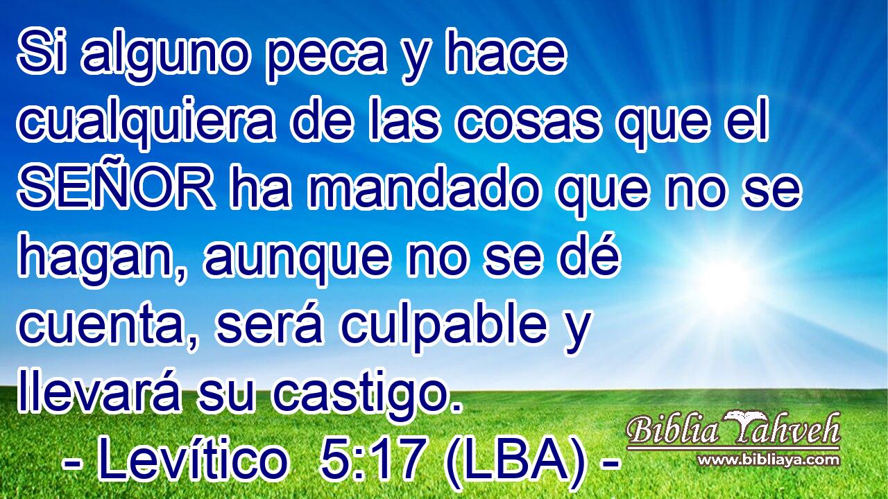 Si alguno peca y hace cualquiera de las cosas que el SEÑOR ha mandado que no se hagan, aunque no se dé cuenta, será culpable y llevará su castigo.