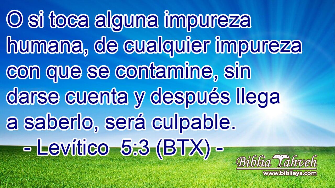 O si toca alguna impureza humana, de cualquier impureza con que se contamine, sin darse cuenta y después llega a saberlo, será culpable.