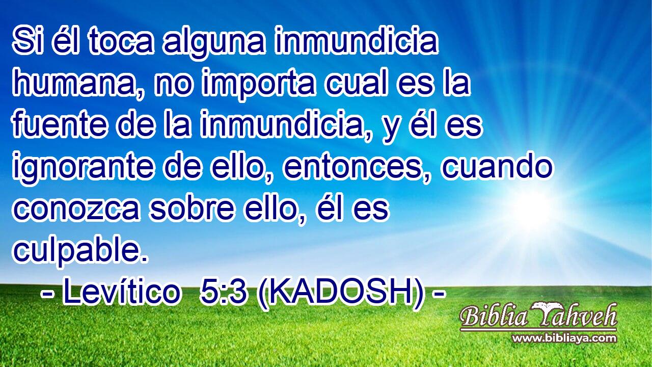  Si él toca alguna inmundicia humana, no importa cual es la fuente de la inmundicia, y él es ignorante de ello, entonces, cuando conozca sobre ello, él es culpable. 
