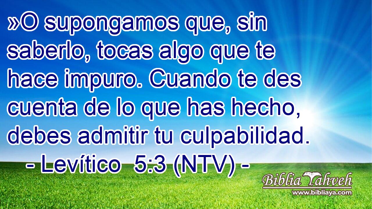 »O supongamos que, sin saberlo, tocas algo que te hace impuro. Cuando te des cuenta de lo que has hecho, debes admitir tu culpabilidad.
