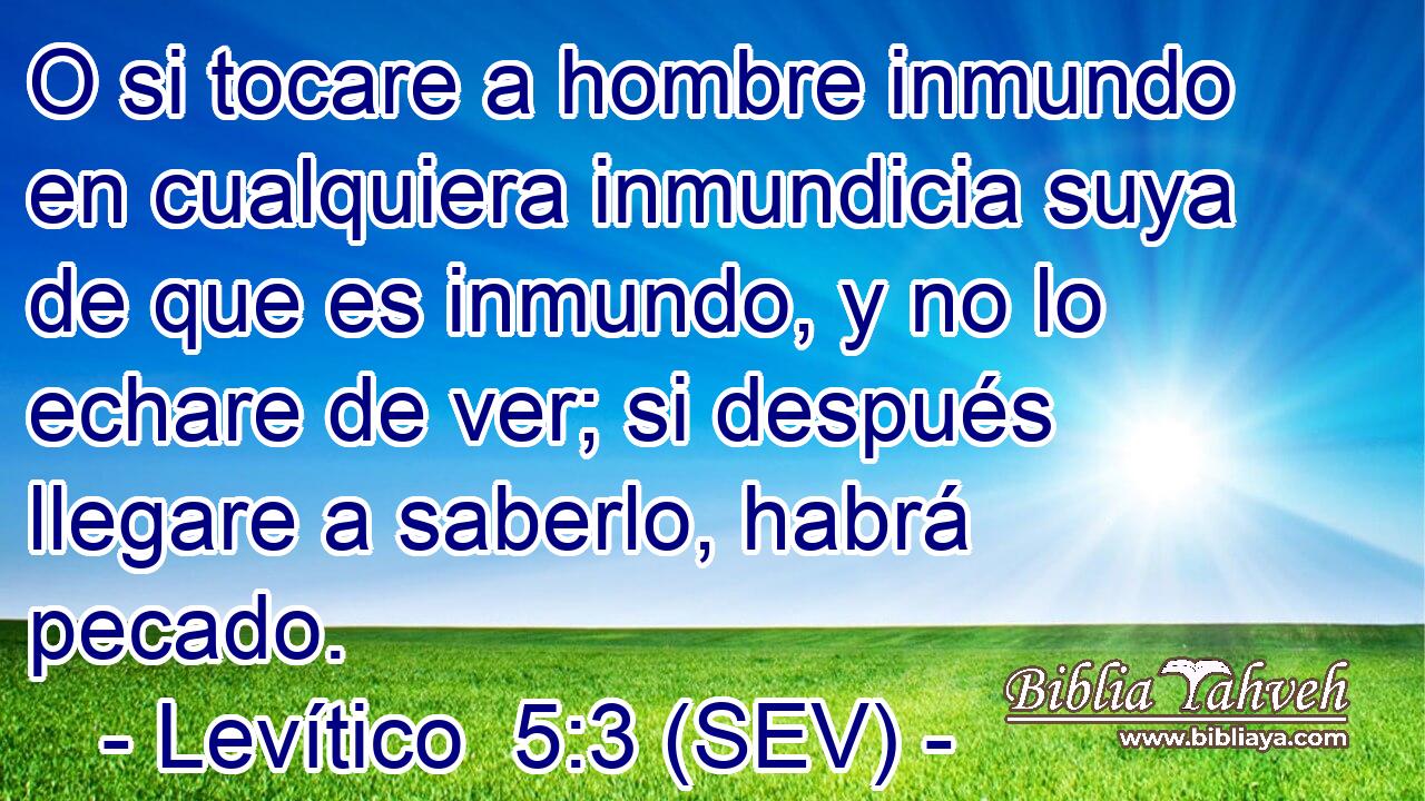 O si tocare a hombre inmundo en cualquiera inmundicia suya de que es inmundo, y no lo echare de ver; si después llegare a saberlo, habrá pecado.