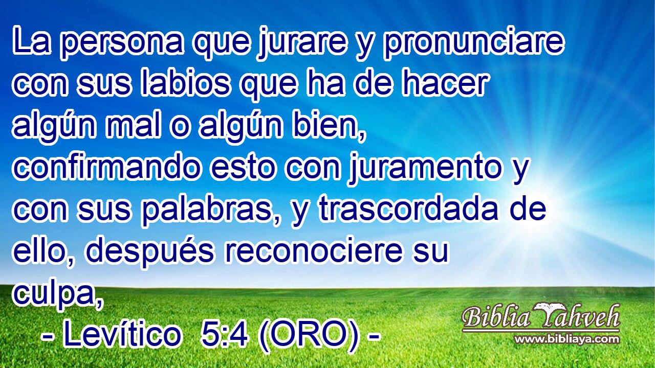  La persona que jurare y pronunciare con sus labios que ha de hacer algún mal o algún bien, confirmando esto con juramento y con sus palabras, y trascordada de ello, después reconociere su culpa, 