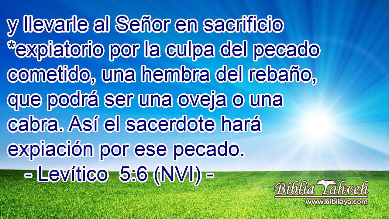  y llevarle al Señor en sacrificio *expiatorio por la culpa del pecado cometido, una hembra del rebaño, que podrá ser una oveja o una cabra. Así el sacerdote hará expiación por ese pecado. 
