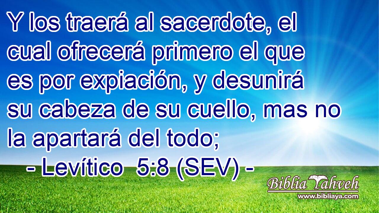 Y los traerá al sacerdote, el cual ofrecerá primero el que es por expiación, y desunirá su cabeza de su cuello, mas no la apartará del todo;