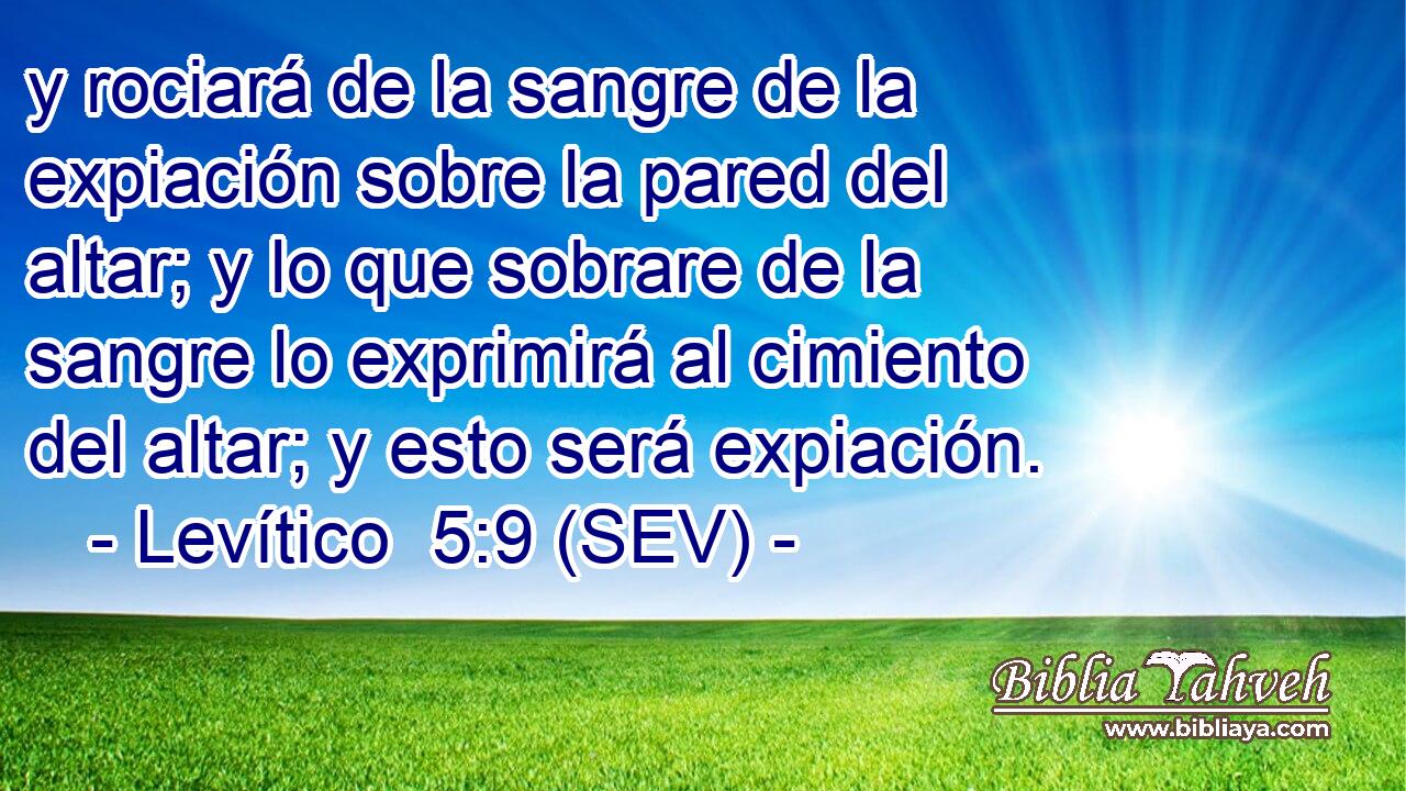 y rociará de la sangre de la expiación sobre la pared del altar; y lo que sobrare de la sangre lo exprimirá al cimiento del altar; y esto será expiación.