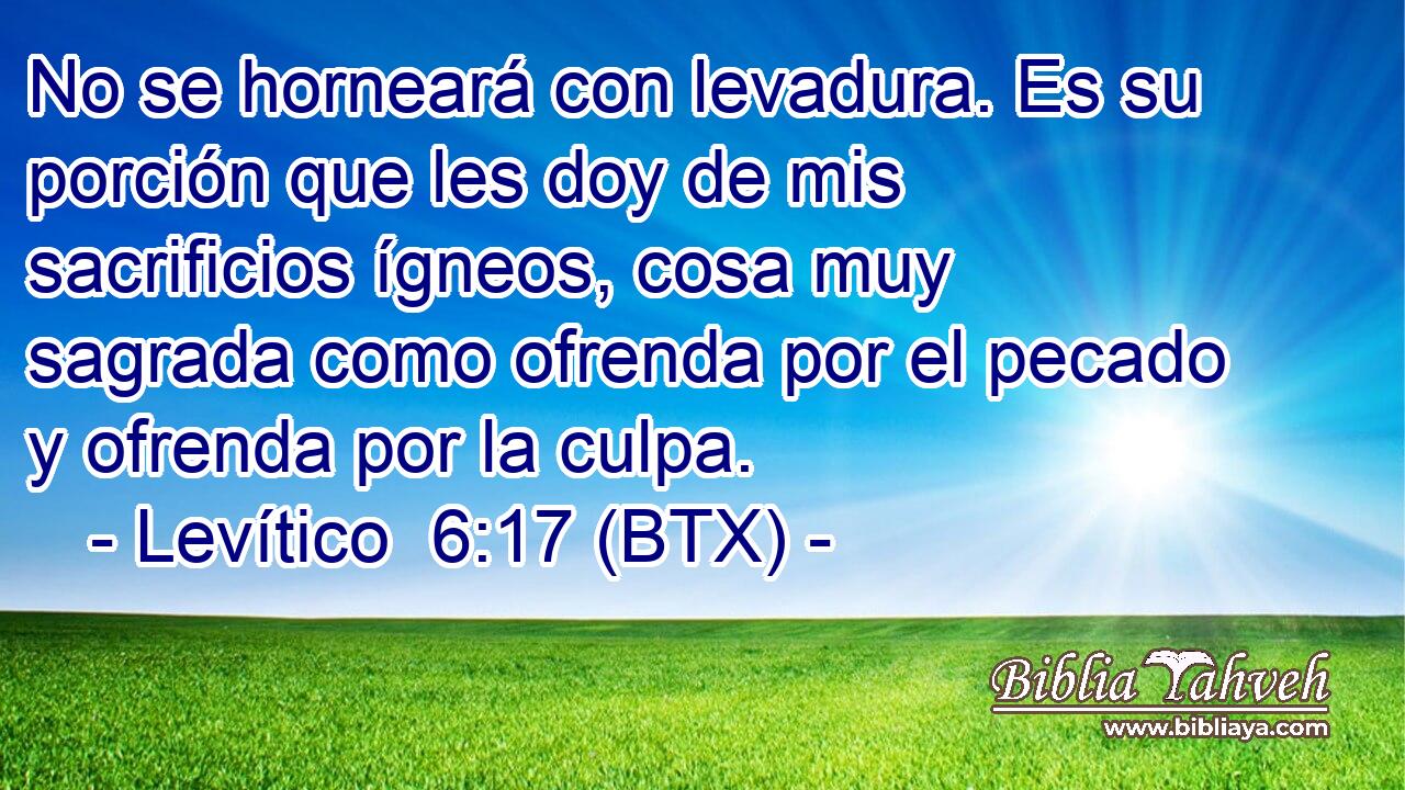 No se horneará con levadura. Es su porción que les doy de mis sacrificios ígneos, cosa muy sagrada como ofrenda por el pecado y ofrenda por la culpa.