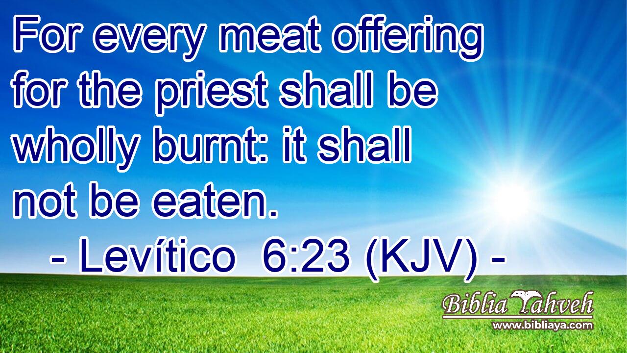 For every meat offering for the priest shall be wholly burnt: it shall not be eaten.