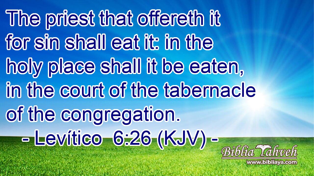 The priest that offereth it for sin shall eat it: in the holy place shall it be eaten, in the court of the tabernacle of the congregation.