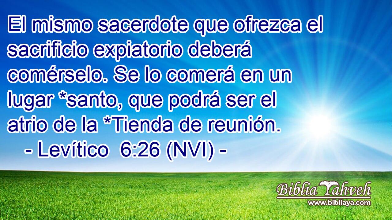  El mismo sacerdote que ofrezca el sacrificio expiatorio deberá comérselo. Se lo comerá en un lugar *santo, que podrá ser el atrio de la *Tienda de reunión. 