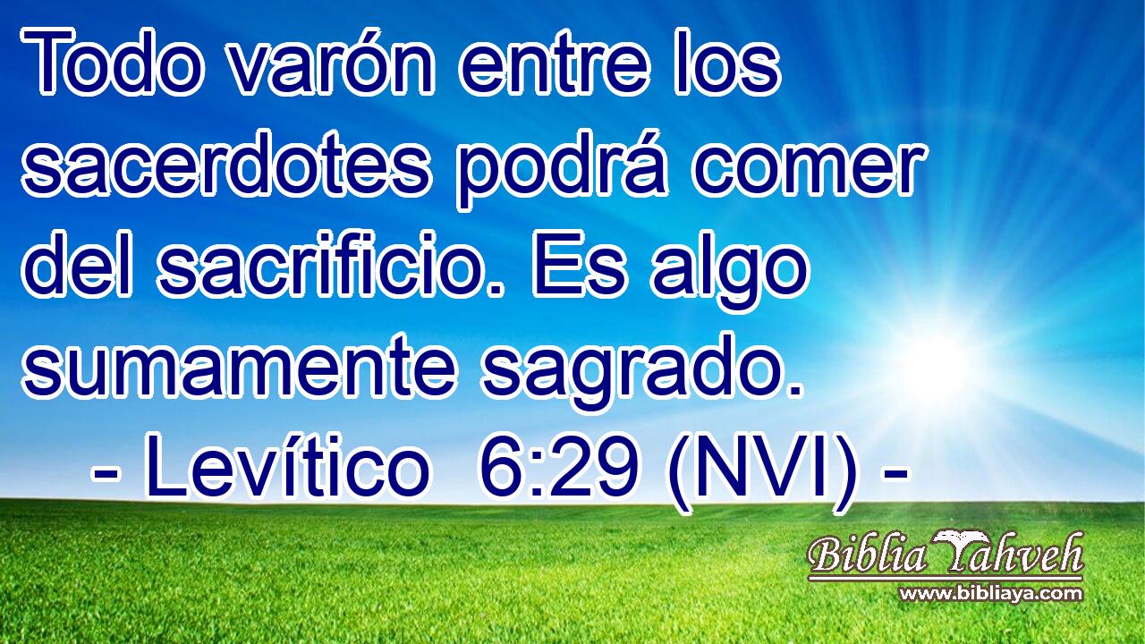  Todo varón entre los sacerdotes podrá comer del sacrificio. Es algo sumamente sagrado. 