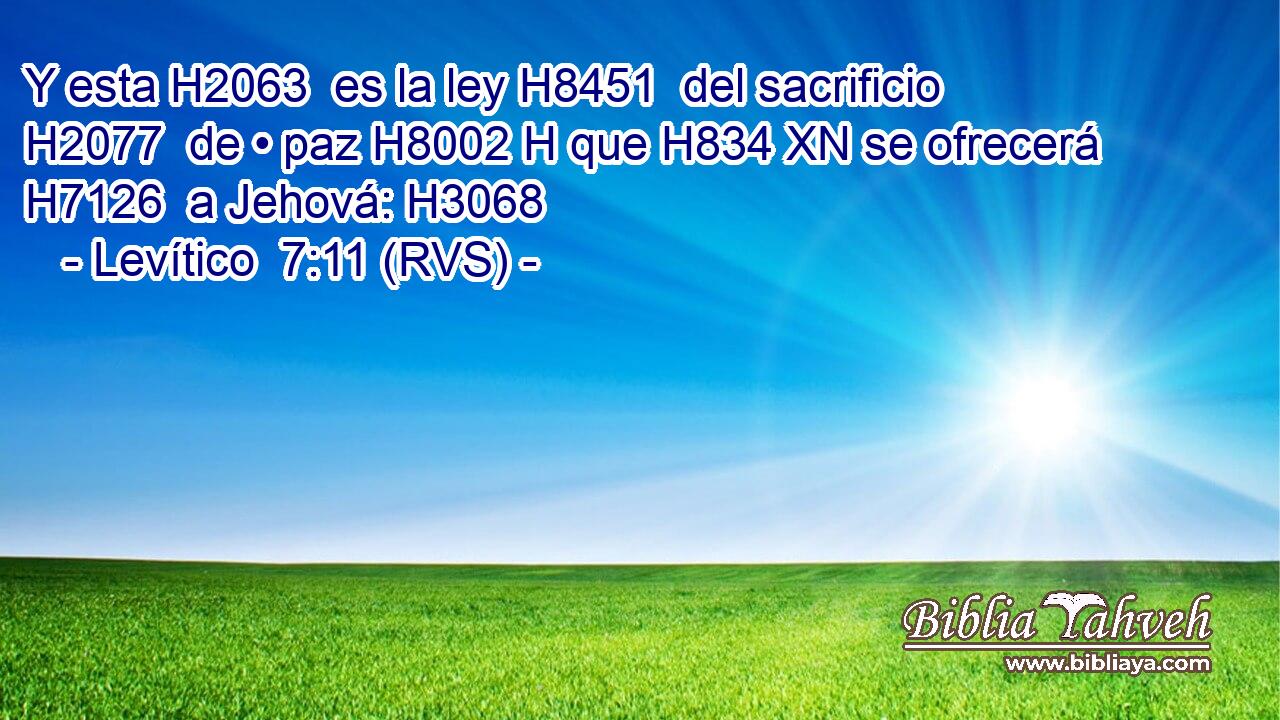 Y esta H2063  es la ley H8451  del sacrificio H2077  de • paz H8002 H que H834 XN se ofrecerá H7126  a Jehová: H3068  