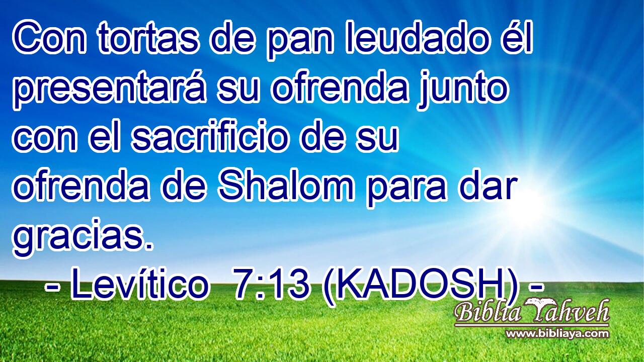  Con tortas de pan leudado él presentará su ofrenda junto con el sacrificio de su ofrenda de Shalom para dar gracias. 