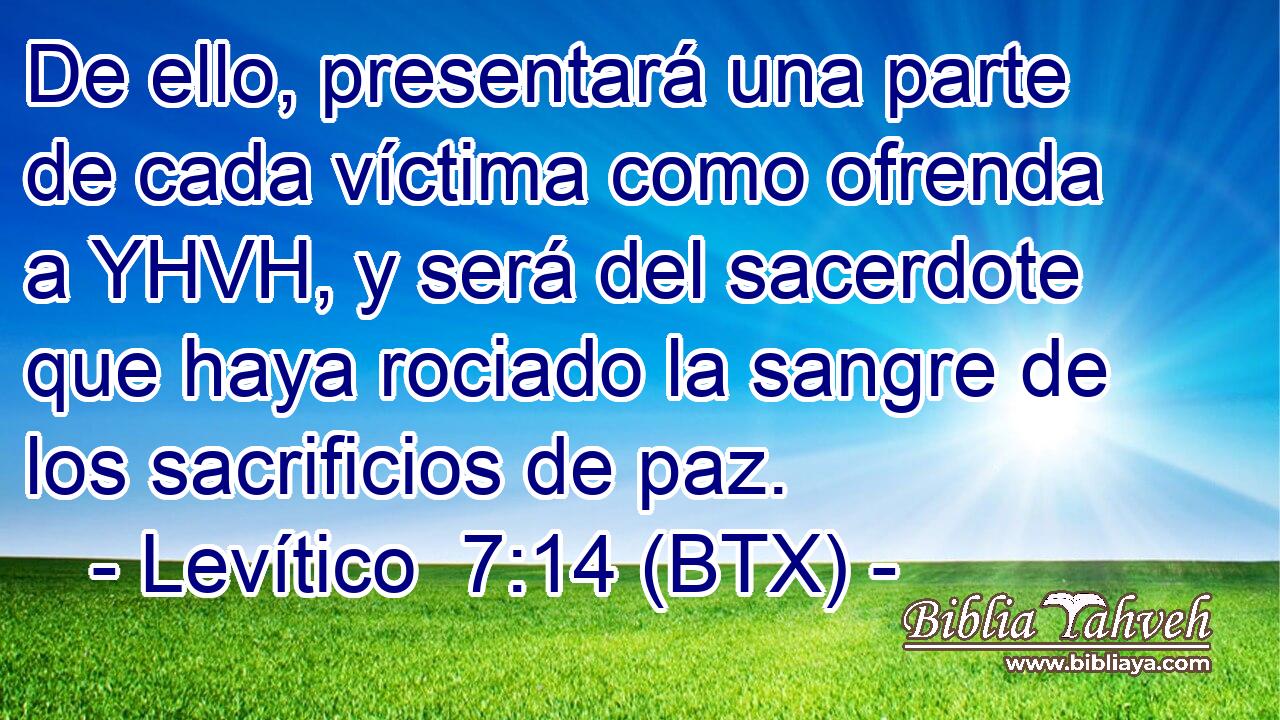 De ello, presentará una parte de cada víctima como ofrenda a YHVH, y será del sacerdote que haya rociado la sangre de los sacrificios de paz.