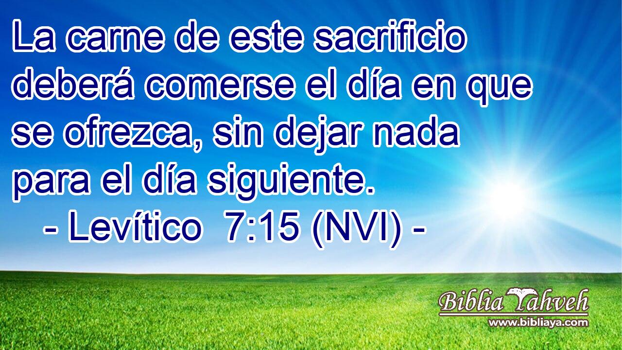  La carne de este sacrificio deberá comerse el día en que se ofrezca, sin dejar nada para el día siguiente. 