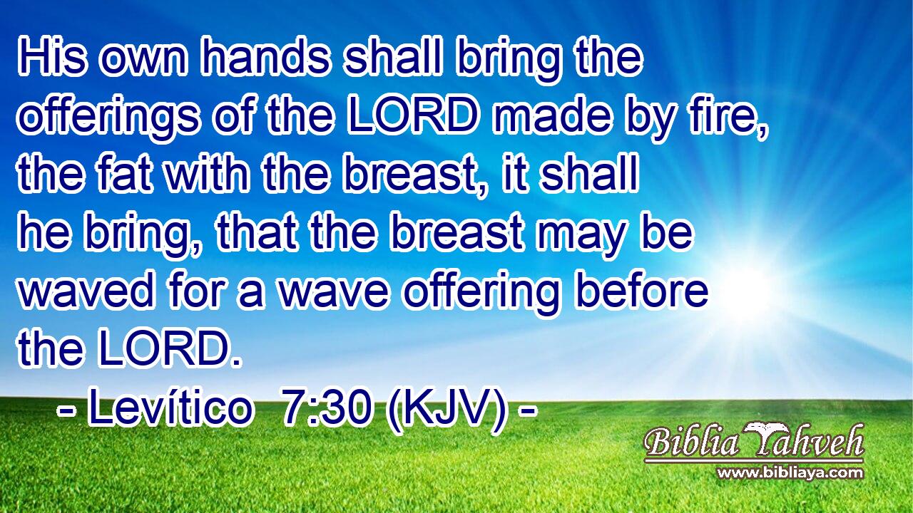 His own hands shall bring the offerings of the LORD made by fire, the fat with the breast, it shall he bring, that the breast may be waved for a wave offering before the LORD.