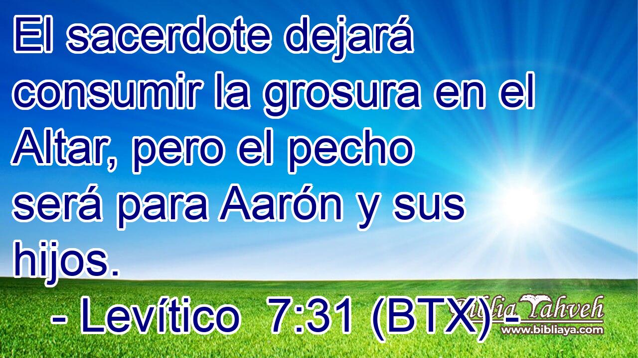 El sacerdote dejará consumir la grosura en el Altar, pero el pecho será para Aarón y sus hijos.