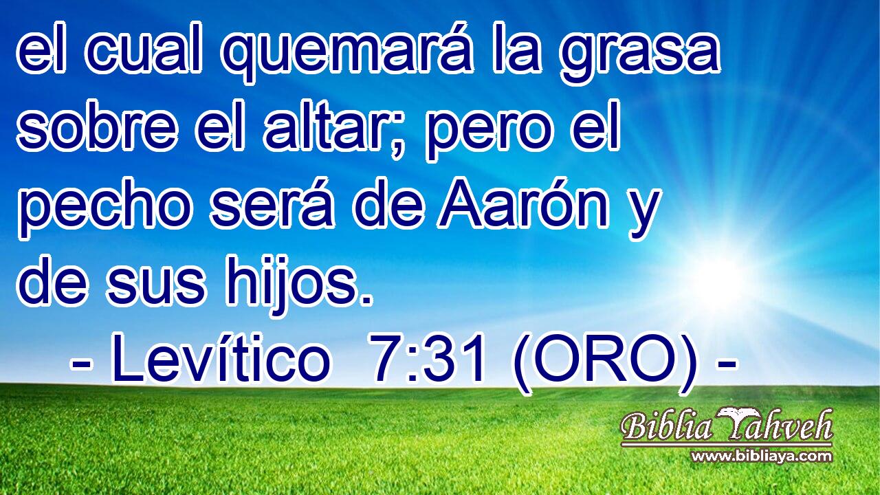  el cual quemará la grasa sobre el altar; pero el pecho será de Aarón y de sus hijos. 
