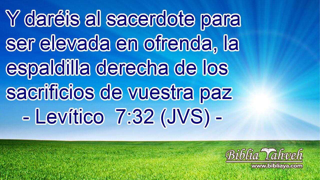 Y daréis al sacerdote para ser elevada en ofrenda, la espaldilla derecha de los sacrificios de vuestra paz