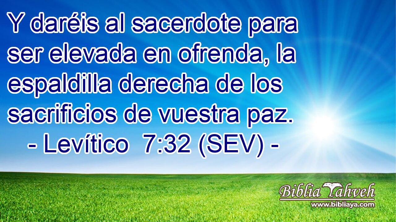 Y daréis al sacerdote para ser elevada en ofrenda, la espaldilla derecha de los sacrificios de vuestra paz.