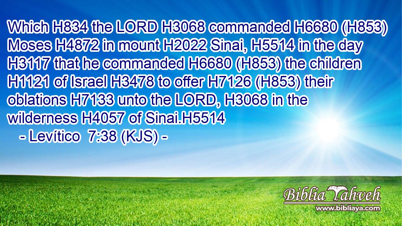 Which H834 the LORD H3068 commanded H6680 (H853) Moses H4872 in mount H2022 Sinai, H5514 in the day H3117 that he commanded H6680 (H853) the children H1121 of Israel H3478 to offer H7126 (H853) their oblations H7133 unto the LORD, H3068 in the wilderness H4057 of Sinai.H5514