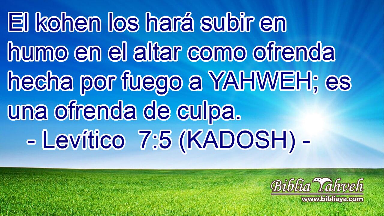  El kohen los hará subir en humo en el altar como ofrenda hecha por fuego a YAHWEH; es una ofrenda de culpa. 