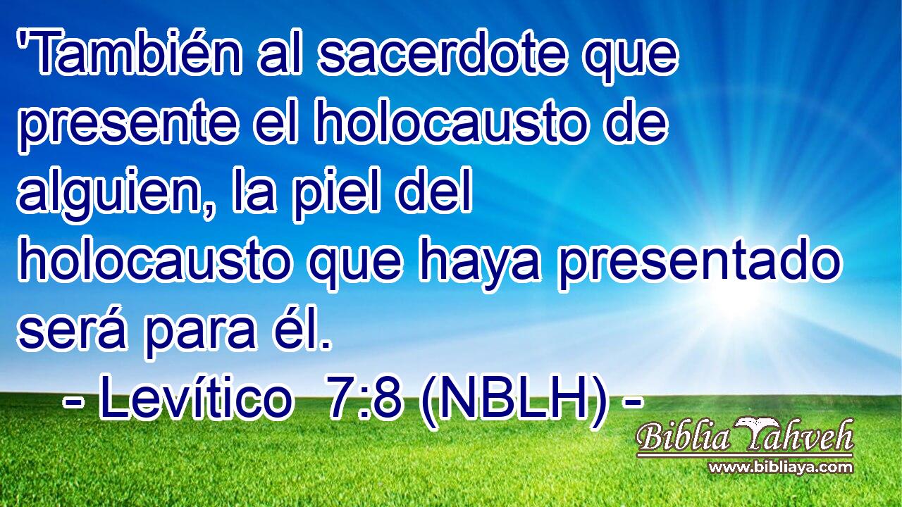  'También al sacerdote que presente el holocausto de alguien, la piel del holocausto que haya presentado será para él. 