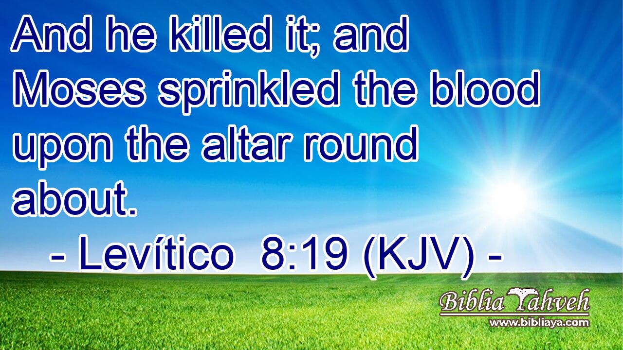 And he killed it; and Moses sprinkled the blood upon the altar round about.