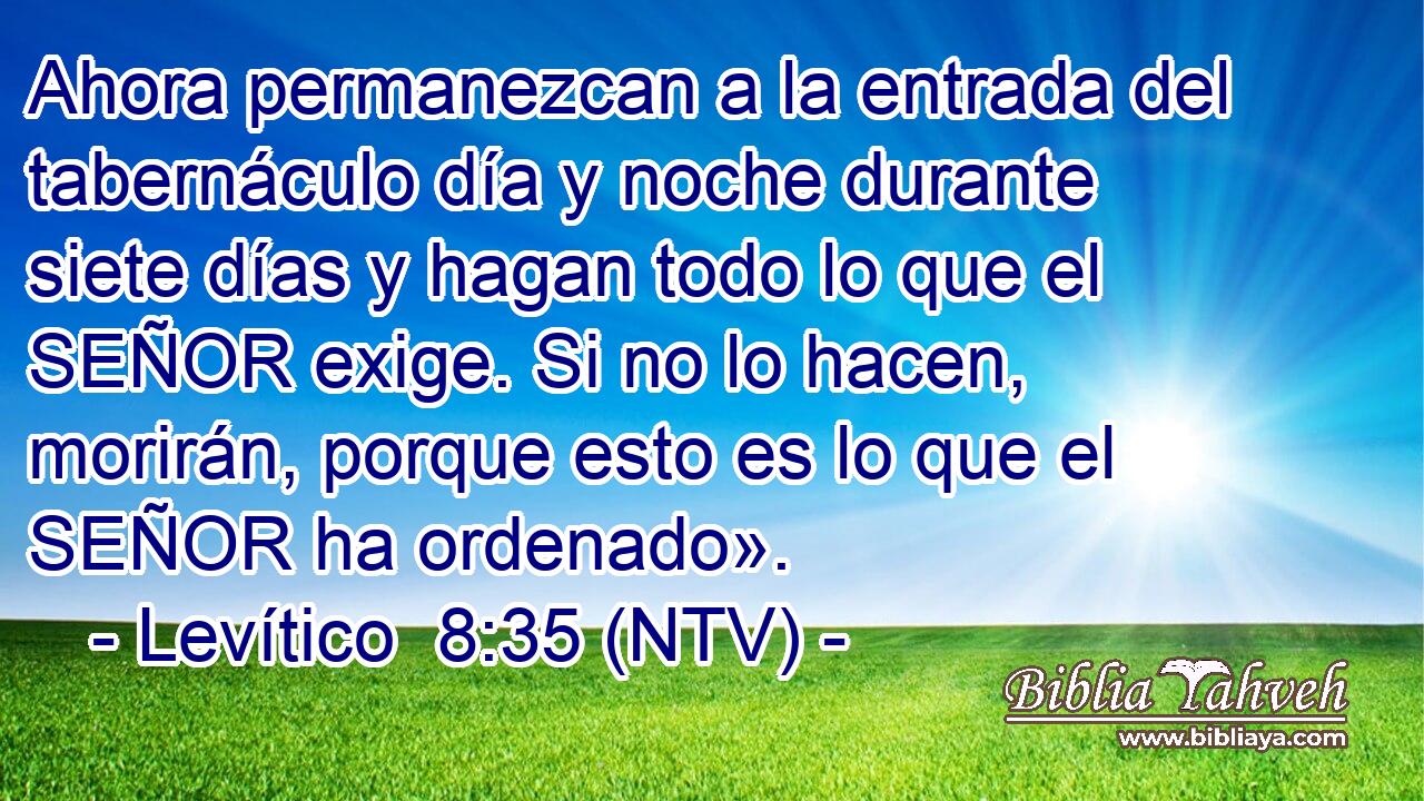 Ahora permanezcan a la entrada del tabernáculo día y noche durante siete días y hagan todo lo que el SEÑOR exige. Si no lo hacen, morirán, porque esto es lo que el SEÑOR ha ordenado».