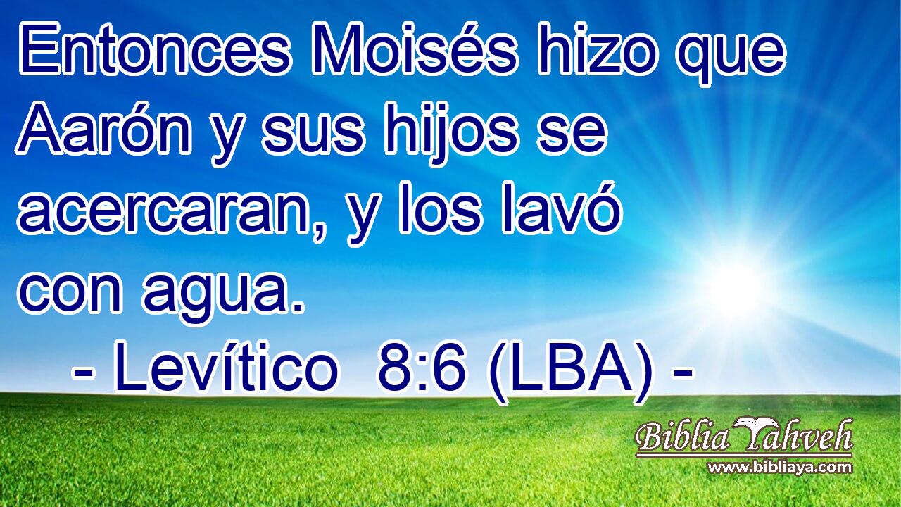 Entonces Moisés hizo que Aarón y sus hijos se acercaran, y los lavó con agua.