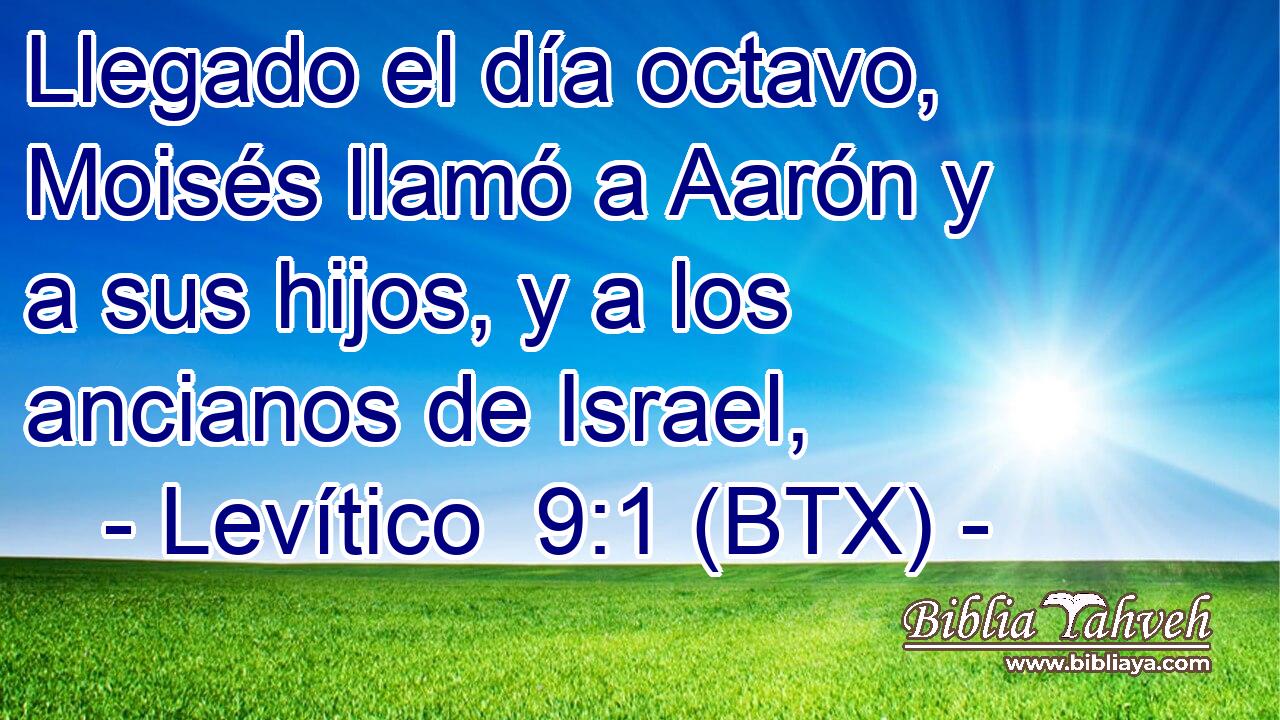 Llegado el día octavo, Moisés llamó a Aarón y a sus hijos, y a los ancianos de Israel,