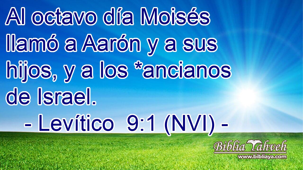  Al octavo día Moisés llamó a Aarón y a sus hijos, y a los *ancianos de Israel. 