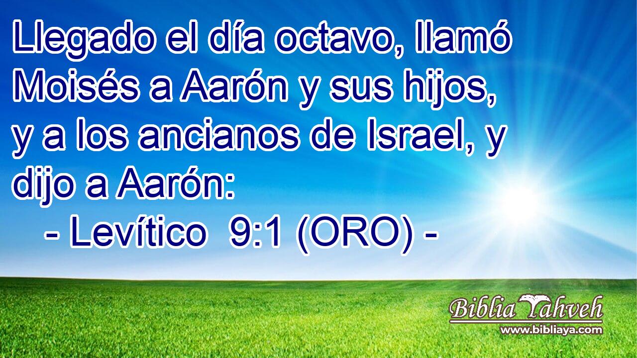  Llegado el día octavo, llamó Moisés a Aarón y sus hijos, y a los ancianos de Israel, y dijo a Aarón: 